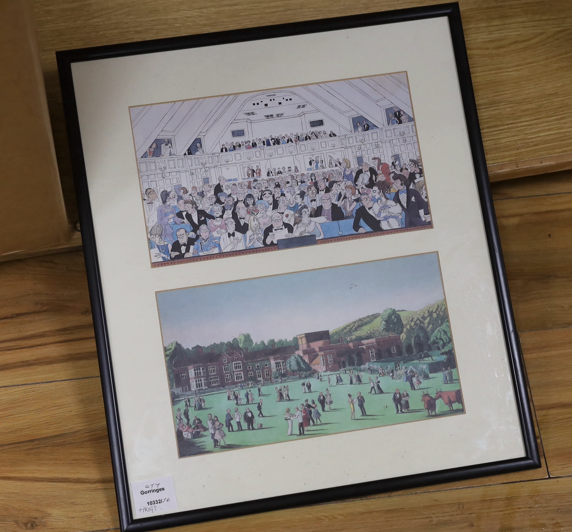 Osbert Lancaster (1908-1986) - two coloured prints for Glyndebourne Opera programme covers for 1960 and 1969, framed in one, together with a large collection of Glyndebourne Opera programmes